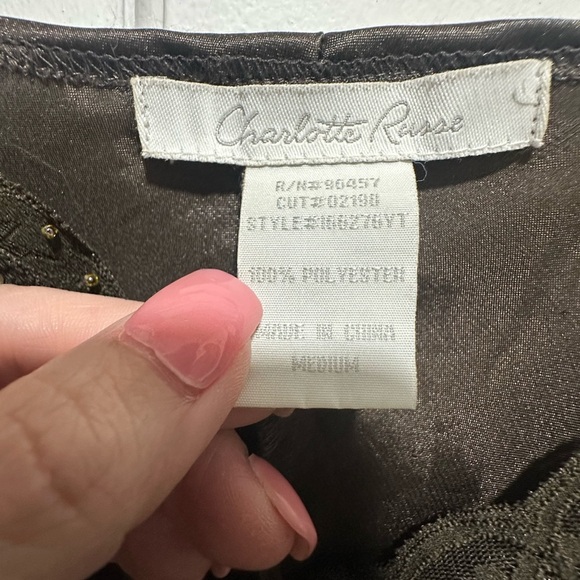 Y2K Charlotte Russe Dark Brown Satin Top Size Medium 2000s Fairycore - Picture 5 of 6